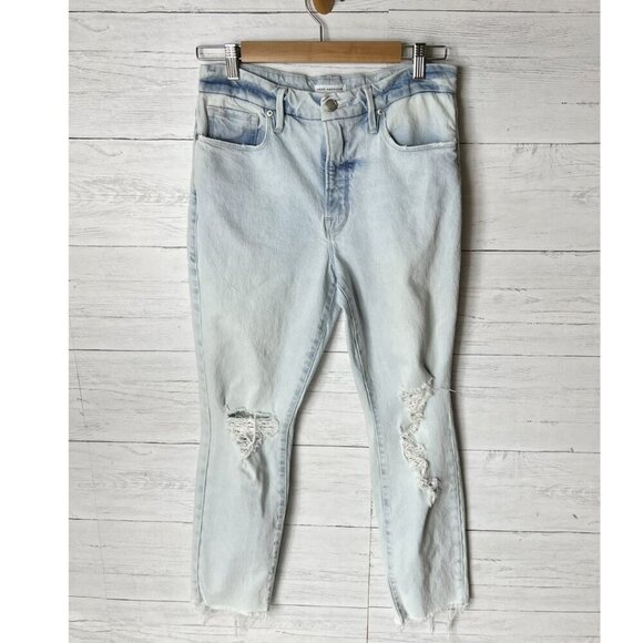 Good American Jeans Womens Size 8/29 Good Classic Indigo120 Distressed Cotton - Picture 3 of 16